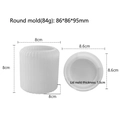 Round silicone storage box mold set with vertical stripes and matching lid design - Striped Cup Mold with Lid J-273