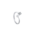 Silver adjustable ring featuring a pavé letter H and a sparkling round-cut zircon stone - Letter H