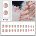 Faux ongles blush rose nude carrés courts avec finition gel brillant, ensemble de 24 pièces - Rose Nude Brillant Simple (Y-468)
