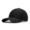 Structured black baseball cap with dark grey jacquard chain patterns and wide brim - Adjustable / Black 2 (Geometric Quilted)