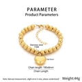 Parámetros detallados de la pulsera de cuentas bañada en oro 18K con colgante de corazón - Dorado (KB187480-Z)