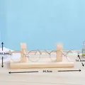 Double-row natural pine wood glasses display stand with a two-pair capacity for sunglasses - Double Row 2 Pairs