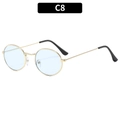 Occhiali da sole ovali vintage con montatura in metallo dorato e lenti azzurre per unisex - Montatura Dorata Lenti Blu