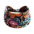Böhmisches Paisley-Stirnband mit lebendigen Blumenmustern in Orange und Blau - Mehrfarbig Ethnisch Paisleymuster (#88)
