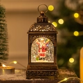 Retro bronze Santa Claus water lantern with swirling glitter and warm glow - Backpack Santa