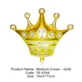Detail of medium-sized golden crown foil balloon with dimensions 76x75cm for party decor - Medium Crown-Gold Balloon