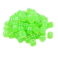 Lot de dés de jeu 15mm en acrylique vert fluo translucide à six faces avec points blancs - Vert