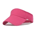 Seitenansicht-Detail eines pinkfarbenen Polyester-Sonnenschutz-Visors für Damen - Kopfumfang 55-60cm / Rosarot