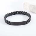 Schwarzes mattes 10 mm Edelstahl-ID-Armband mit dreireihigem Gliederkettendesign - Schwarz