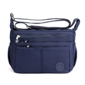 Bolso bandolera de nailon azul marino con múltiples bolsillos y correa ajustable - Azul