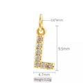 14K gold plated letter L charm with cubic zirconia inlay for DIY jewelry 9.5x4.7mm - Letter L