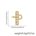 Golden 18k plated connector pendant with five white zircons and dimensions display - Letter I