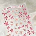 Pink and white flower nail stickers with floral patterns and jelly gel 3D texture - Sakura 3D Embossed Style (KX475)