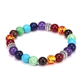 Handmade bohemian style chakra gemstone bead bracelet with magnetic clasp and silver spacers - Multicolor/Natural Stone/Elastic