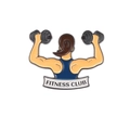 Pin's en émail Fitness Club avec femme soulevant des haltères et gilet bleu - Femme Soulevant Haltères Vue de Dos (xz5630)