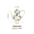 French vintage ceramic teapot with blue floral patterns and gold trim 900ml - 30oz / Blue Floral Palace Pot