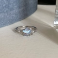 Silver-tone adjustable ring featuring a blue planet design with rhinestones and pearls - Silver Planet Shape Blue Main Stone Embellished Artificial Pearl Ring (J5786)