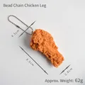 Portachiavi coscia di pollo fritto realistico da 8,5cm con catenella a sfere dorata - Coscia di Pollo Catenina a Sfere