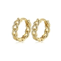 Elegant pair of gold chain link hoop earrings in S925 sterling silver for women - Gold