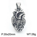 Colgante de corazón anatómico creativo en acero inoxidable chapado en oro de 18k - Colgante de Corazón Plateado (Sin Cadena) (KP130473-MZOZ)