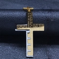 Heren kruishanger van goud en zilver roestvrij staal met gegraveerd Onze Vader gebed - Hanger / Goud