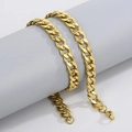 Classic gold-plated stainless steel Cuban link chain necklace for street style - 10mm Gold / Bracelet