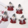 Five-piece set of Nordic Christmas gnomes with grey knit hats and red felt bodies - 10 Bearded Gnome Red