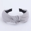 Minimalist light grey wide twisted headband in durable twill fabric for women - Grey