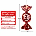Addobbo natalizio a caramella rossa 18 cm con spirali bianche per decorazione festiva - 18cm Rosso Rotondo a Spirale / 1 Pezzo