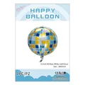 Palloncino disco 4D da 22 pollici con motivo a quadri blu, bianco e oro - Disco 4D Blu Bianco Oro