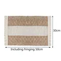 Handwoven boho table mat in cream and khaki stripes with tassels, size 30x50cm - Middle Cotton Thread Placemat