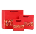 Three-piece red paper gift bags with traditional floral patterns and fabric handles - Medium (20*8*20cm) / Chinese Style Lion