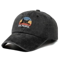 Washed black cotton baseball cap featuring a cat graphic and Ew People text - Adjustable / Black