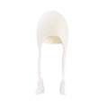 Close-up of white knit baby hat showing textured braid details and soft tassel finish - One Size (0-5 Years) / White