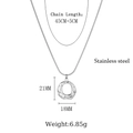 Collier chaîne serpent en acier inoxydable argenté avec pendentif rond froissé - Longueur de la chaîne 45+5cm / Argenté