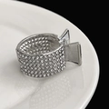 Pince à cheveux argentée avec strass scintillants pour queue de cheval sur plateau - Rangée Droite Creuse Strass / Argent