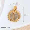 Golden sun pendant with pave-set zircons, width 1.8cm, height 2.3cm, 3.0g weight - SMP54284-Gold Sun Rays Round Pendant