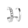 Ear cuff a doppio strato in argento a forma di C con strass brillanti e minimalisti - Argento