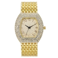 Luxurious gold-tone quartz watch with hexagon crystal bezel and Roman numerals - Gold