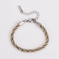 Detailansicht des zweifarbigen Edelstahl-Gliederkettenarmbands mit Karabinerverschluss - 17+5cm (5mm Breite) / Bi-Color (Gold & Silber)