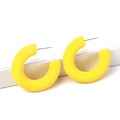 Matte bright yellow C-shaped resin earrings with high-quality acrylic finish - Yellow