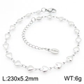 Silver stainless steel heart link anklet, 230mm length with lobster clasp and tag - Silver Heart Link (KJ3744-Z)