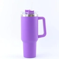 Insulated 40oz stainless steel tumbler with handle and straw in vibrant purple finish - Light Purple