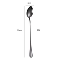 Black titanium long handle stainless steel spoon, 20cm length for coffee and dessert - Black (Pointed)