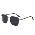 Gafas de sol polarizadas con montura cuadrada de metal gris plomo y lentes negras - Montura Gris Metalizado Lentes Gris Negro