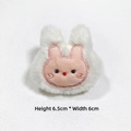 Detail view of plush white rabbit cartoon accessory with dimensions 6.5cm x 6cm - Open Back Patch / Off-White Rabbit