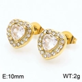 18k gold plated titanium steel heart stud earrings with sparkling cubic zirconia, 10mm - Heart Gold (KE109057-KFC)