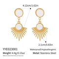 Detailed size specifications of waterproof and hypoallergenic golden sun shell earrings - Sunburst Shell Drop Earrings (YYE023001)