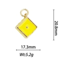 Detailed view of yellow 18k gold-plated square pendant with measurements 20.8x17.3mm - Yellow Cube Dice (DZ-146)