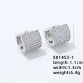 Silberne Creolen mit AAA-Zirkonia-Besatz in modernem, breitem U-förmigem Stil - E01453-1 (1.1x1.3cm)